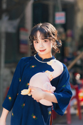 Áo dài, áo dài Việt Nam, áo dài màu xanh dương, con gái, girl, truyền thống, tết, xuân, spring, Việt Nam - Mai Anh 2