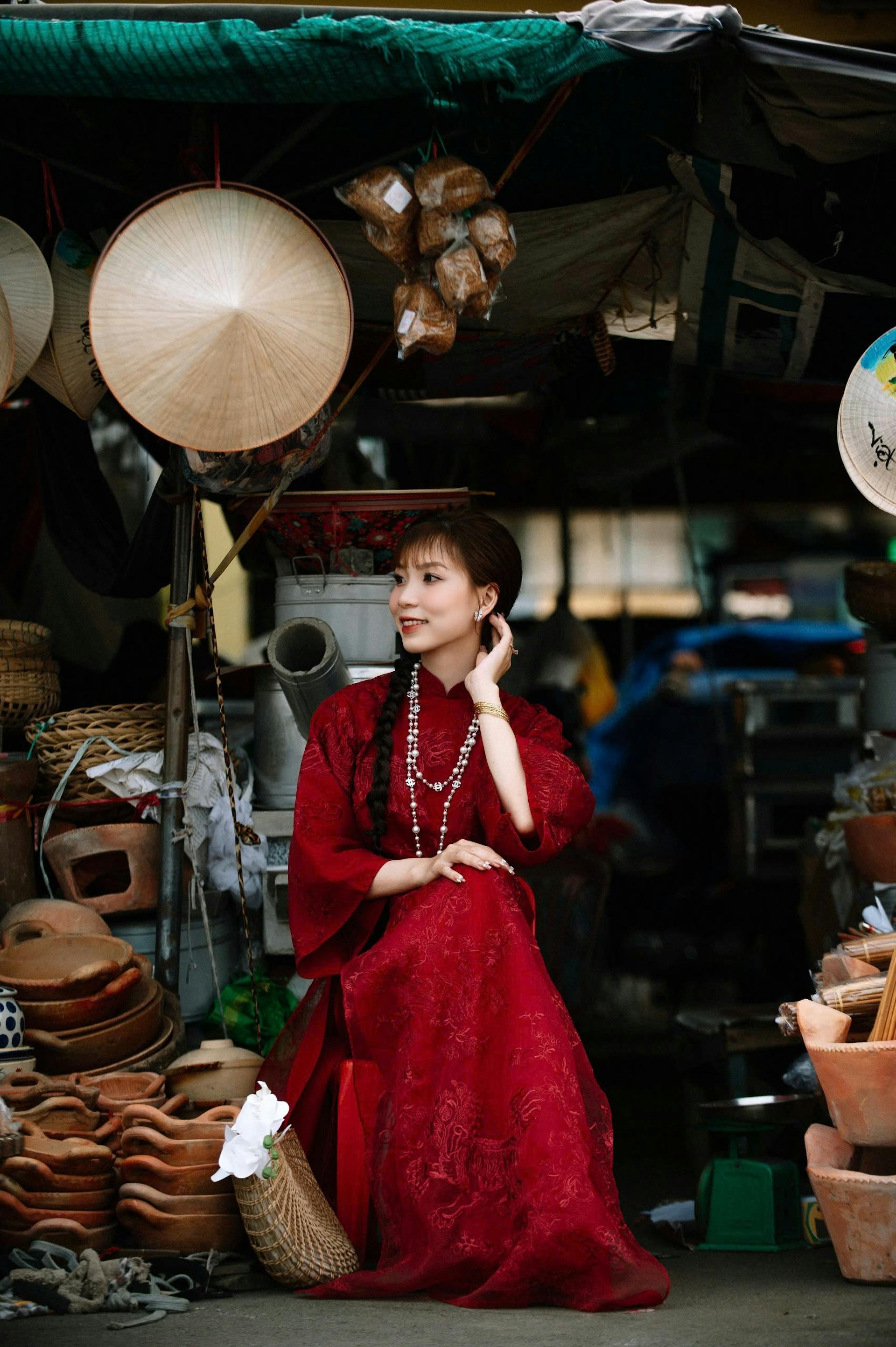 Áo dài, áo dài Việt Nam, áo dài màu đỏ, con gái, girl, truyền thống, tết, xuân, spring, Việt Nam - MINH VO 1