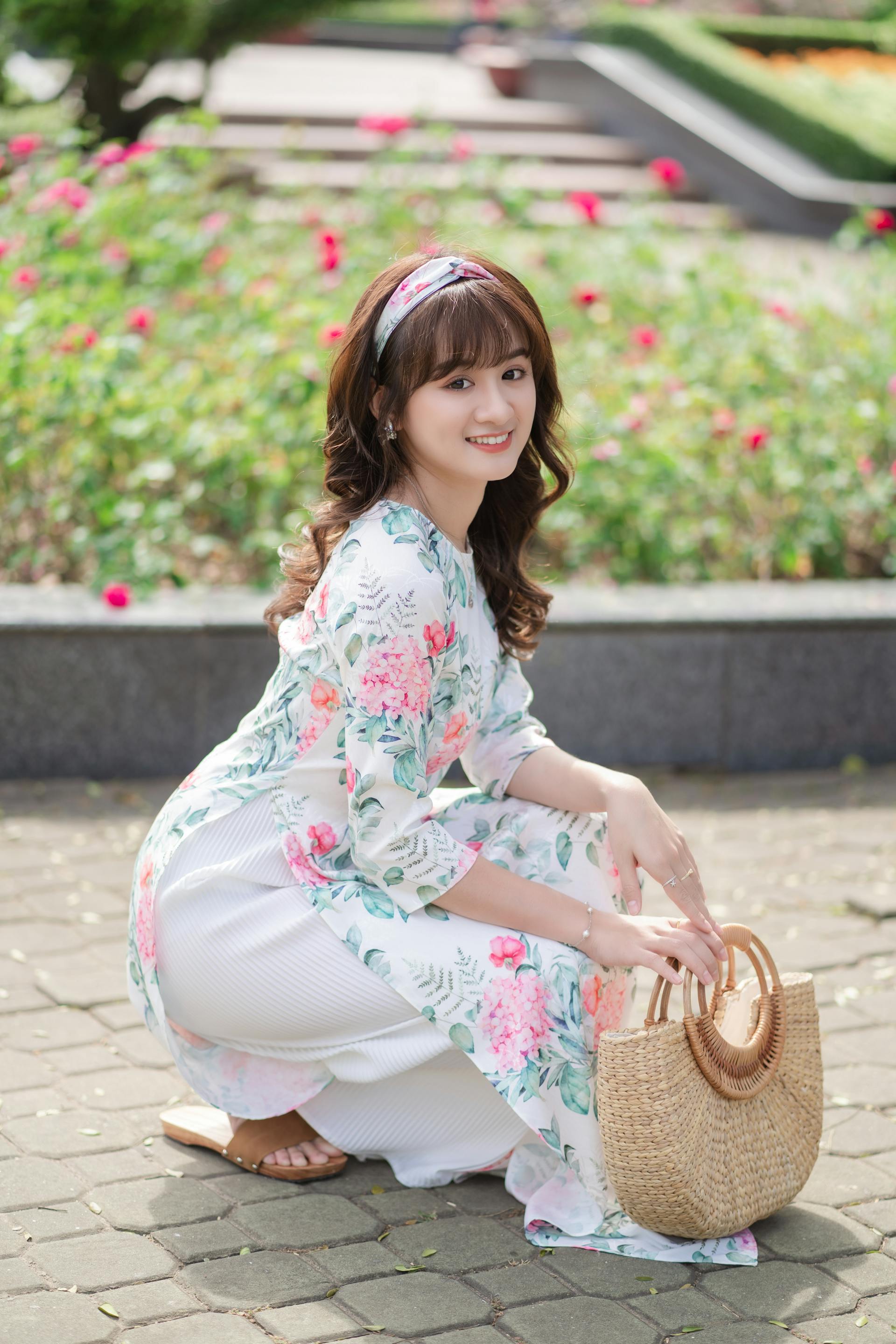 Áo dài, áo dài Việt Nam, áo dài hoa, con gái, girl, truyền thống, Việt Nam - Võ Văn Tiến 5 5