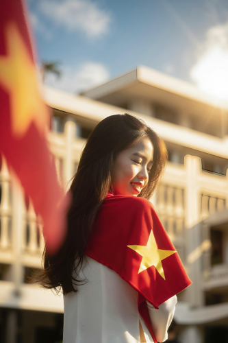 Dinh độc lập, con gái, girl, Thành phố Hồ Chí Minh, cờ đỏ sao vàng, flag, Việt Nam - Thien Phuoc Phuong 8