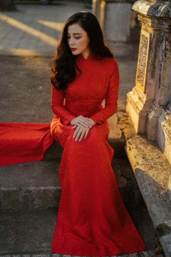Áo dài, áo dài Việt Nam, áo dài màu đỏ, con gái, girl, truyền thống, Việt Nam - Tung Vu 3