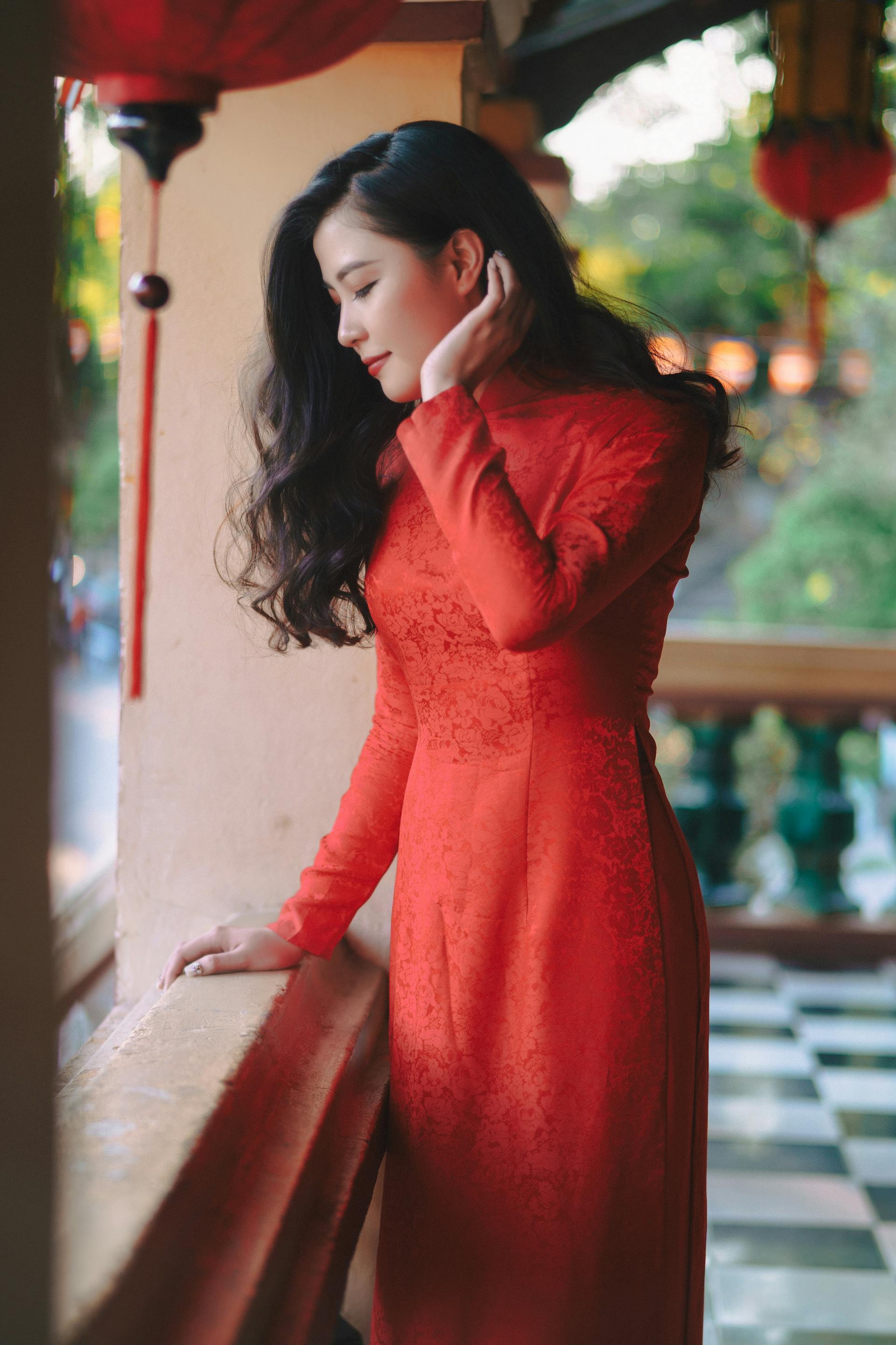 Áo dài, áo dài Việt Nam, áo dài màu đỏ, con gái, girl, truyền thống, Việt Nam - Tung Vu 4
