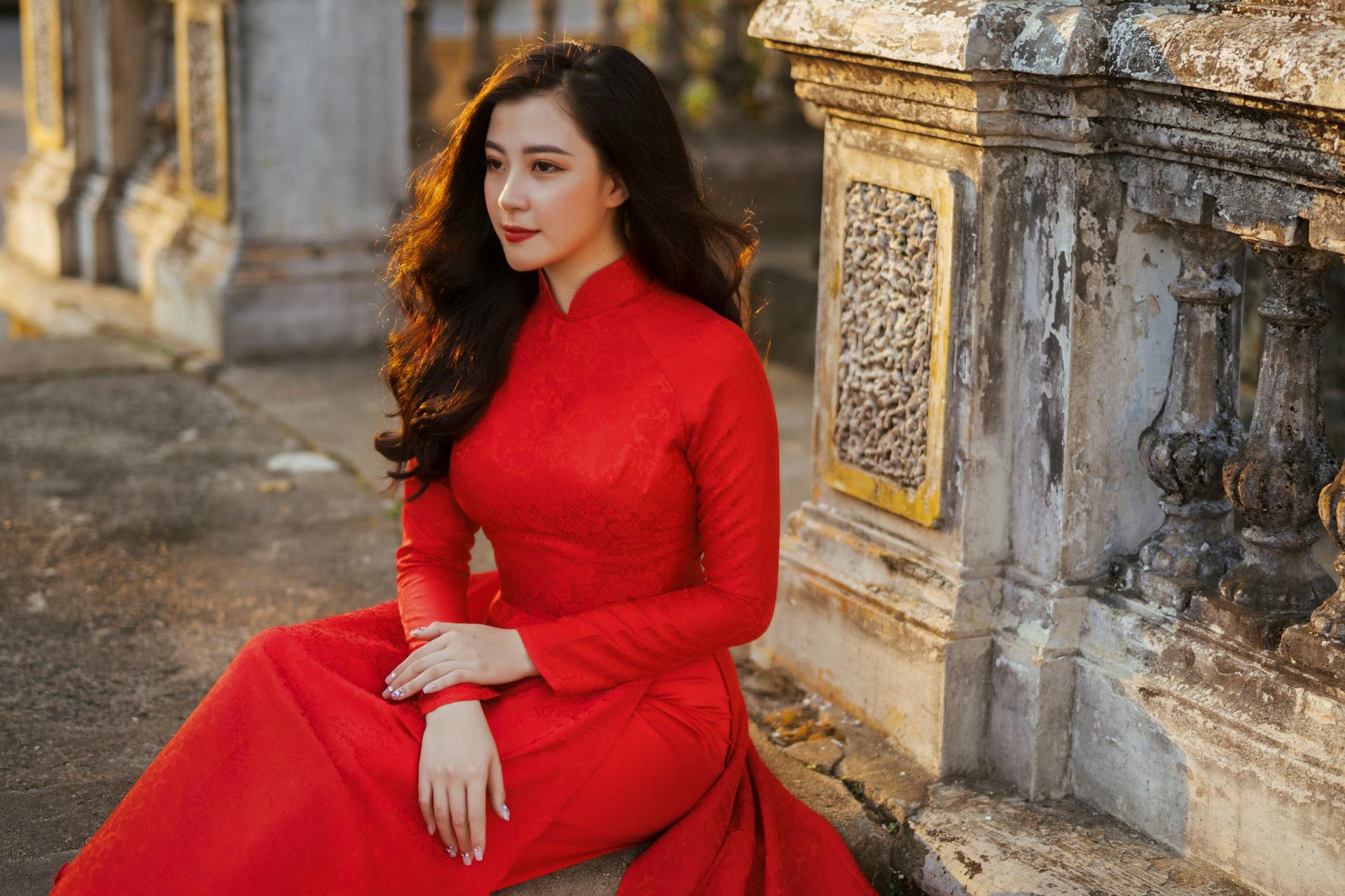 Áo dài, áo dài Việt Nam, áo dài màu đỏ, con gái, girl, truyền thống, Việt Nam - Tung Vu