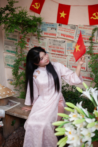 Ái dài, con gái, girl, lá cờ Viêt Nam, nón lá, truyền thống, tết, xuân, spring, Việt Nam, Hà Nội, Phố cổ - Hồng Thắng Lê 4