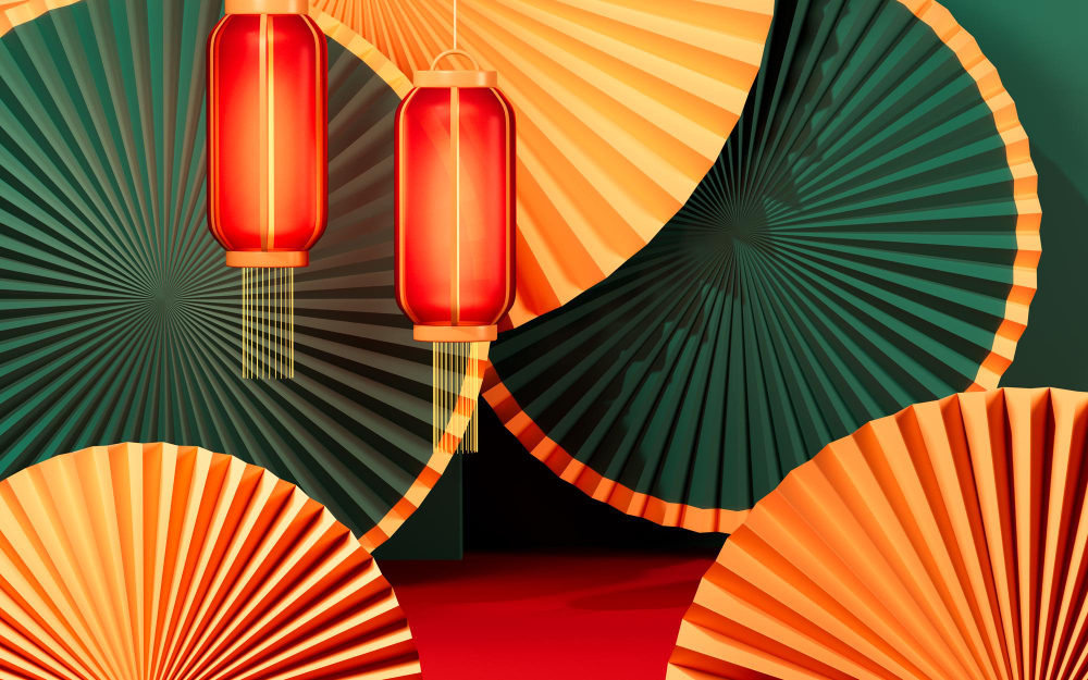 Quạt giấy, trang trí, tết -  TinaJi 1
