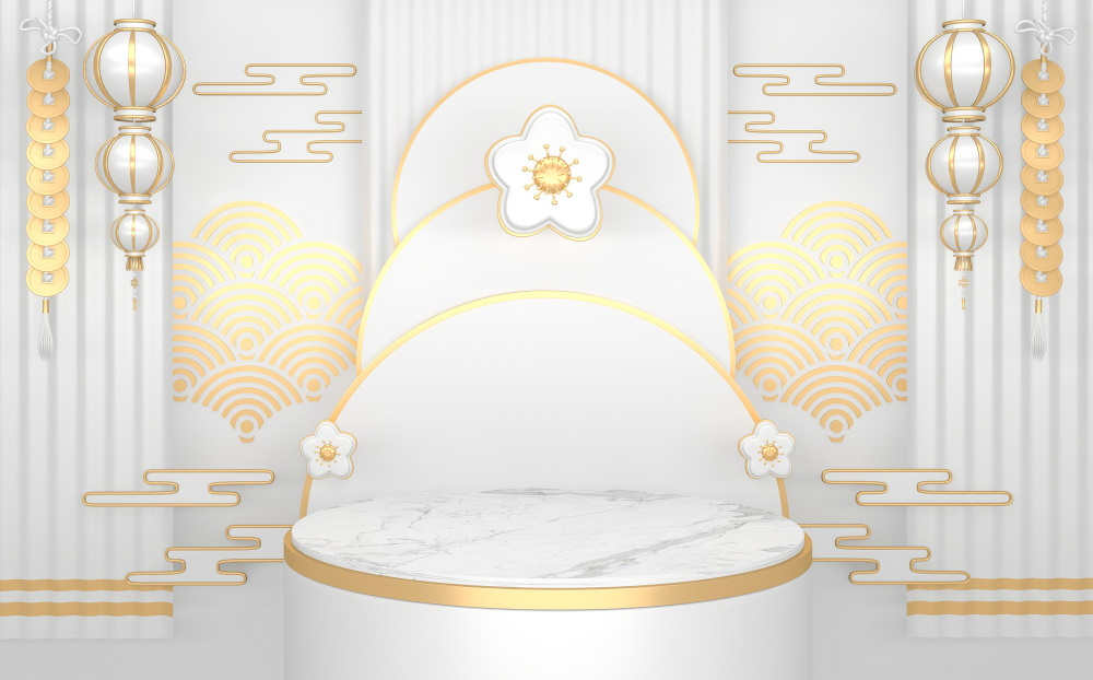 Nền trắng,gold, bục sản phẩm, tết, truyền thống - navamin 5