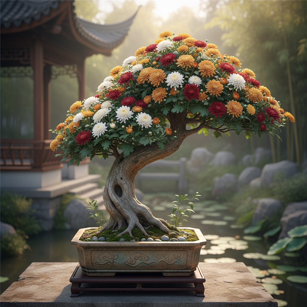 hình ảnh chậu cúc cổ trung quốc bonsai một thân nghệ thuật ....