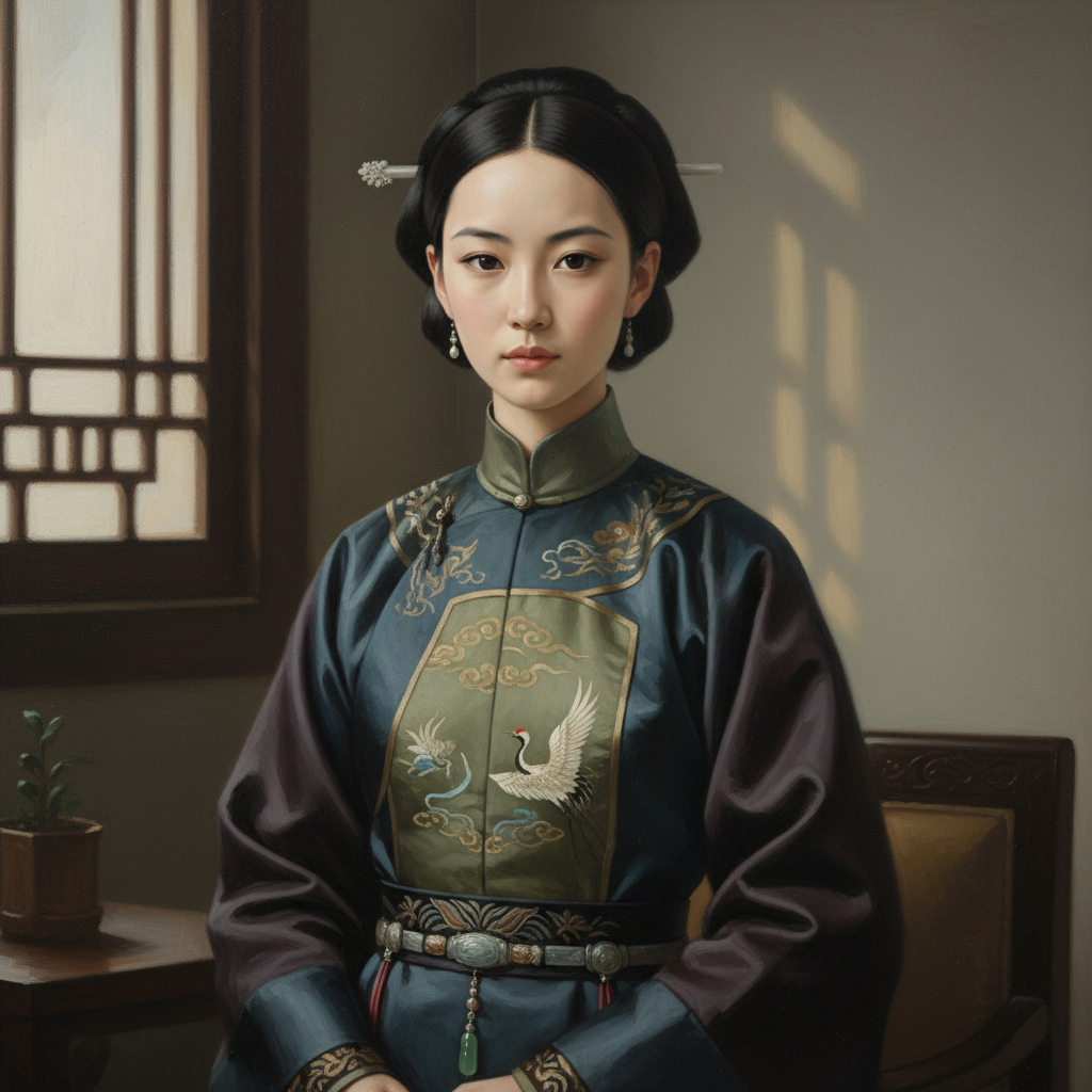 A 14-year-old noble girl from the Qing Dynasty, refined and dignified...