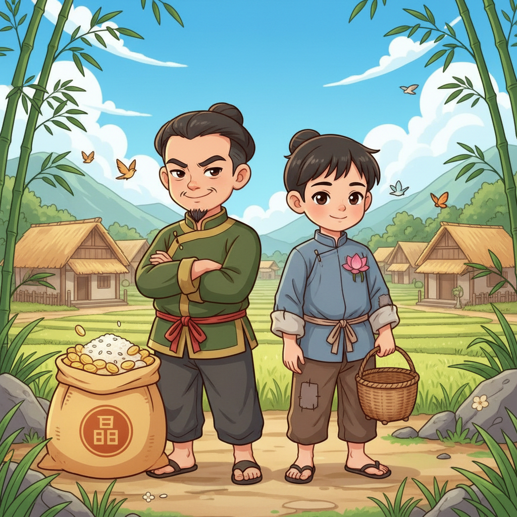 Ngày xưa, có hai anh em mồ côi.
Anh thì tham, em thì hiền.. Với đặc...
