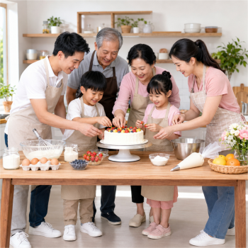 Gia đình, làm bánh kem 4