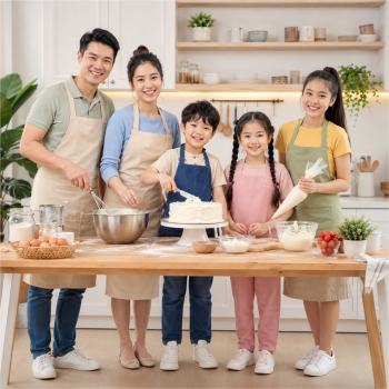 Gia đình, làm bánh kem 8
