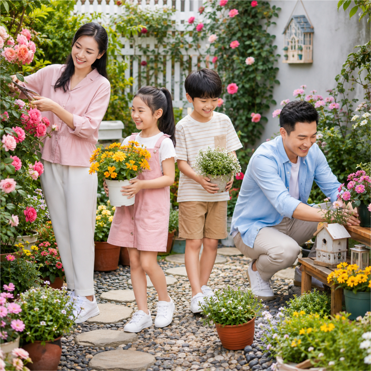 Gia đình, chăm sóc vườn hoa 6
