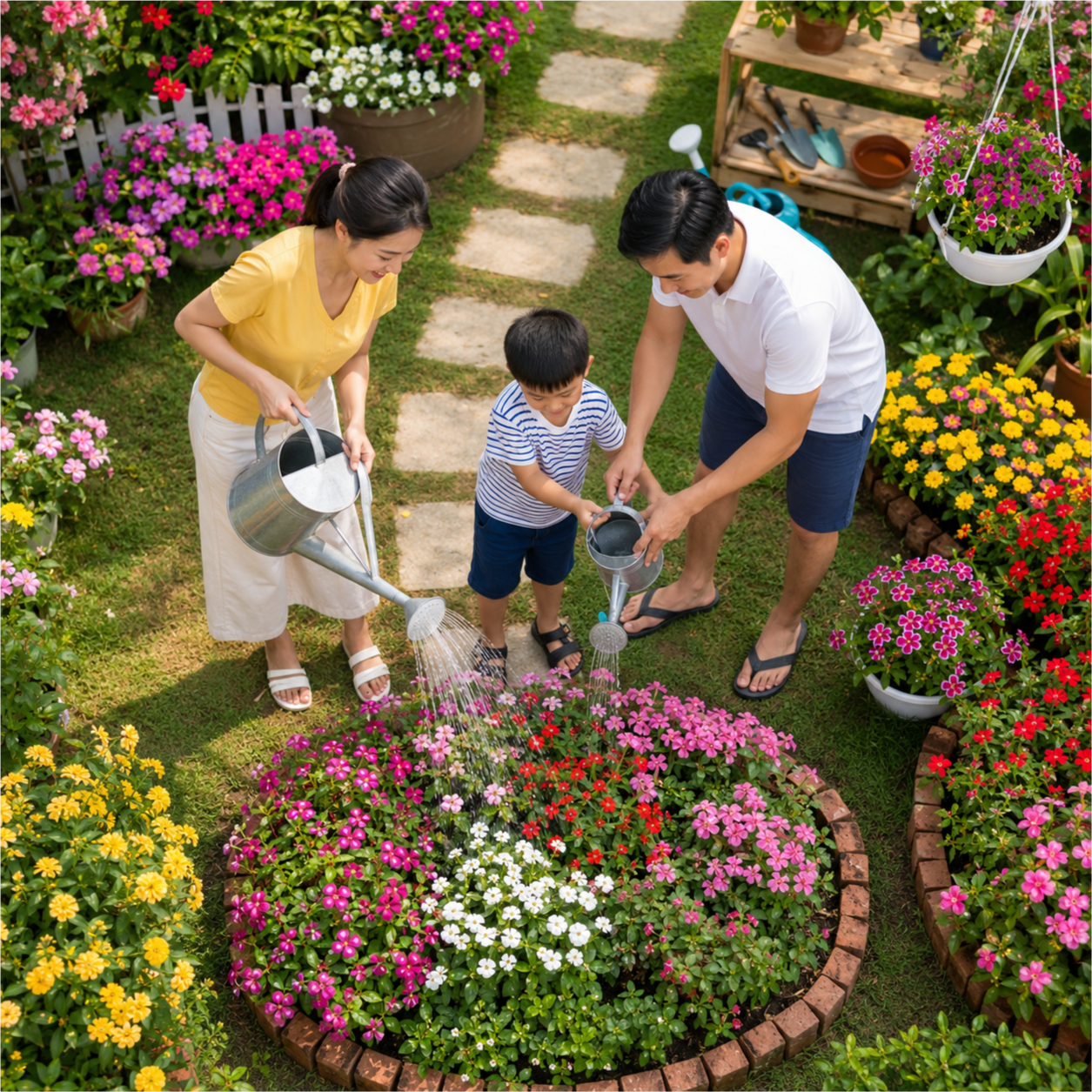 Gia đình, chăm sóc vườn hoa 10