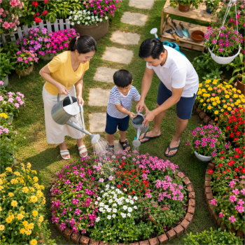 Gia đình, chăm sóc vườn hoa 10