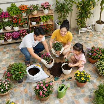 Gia đình, chăm sóc vườn hoa 14