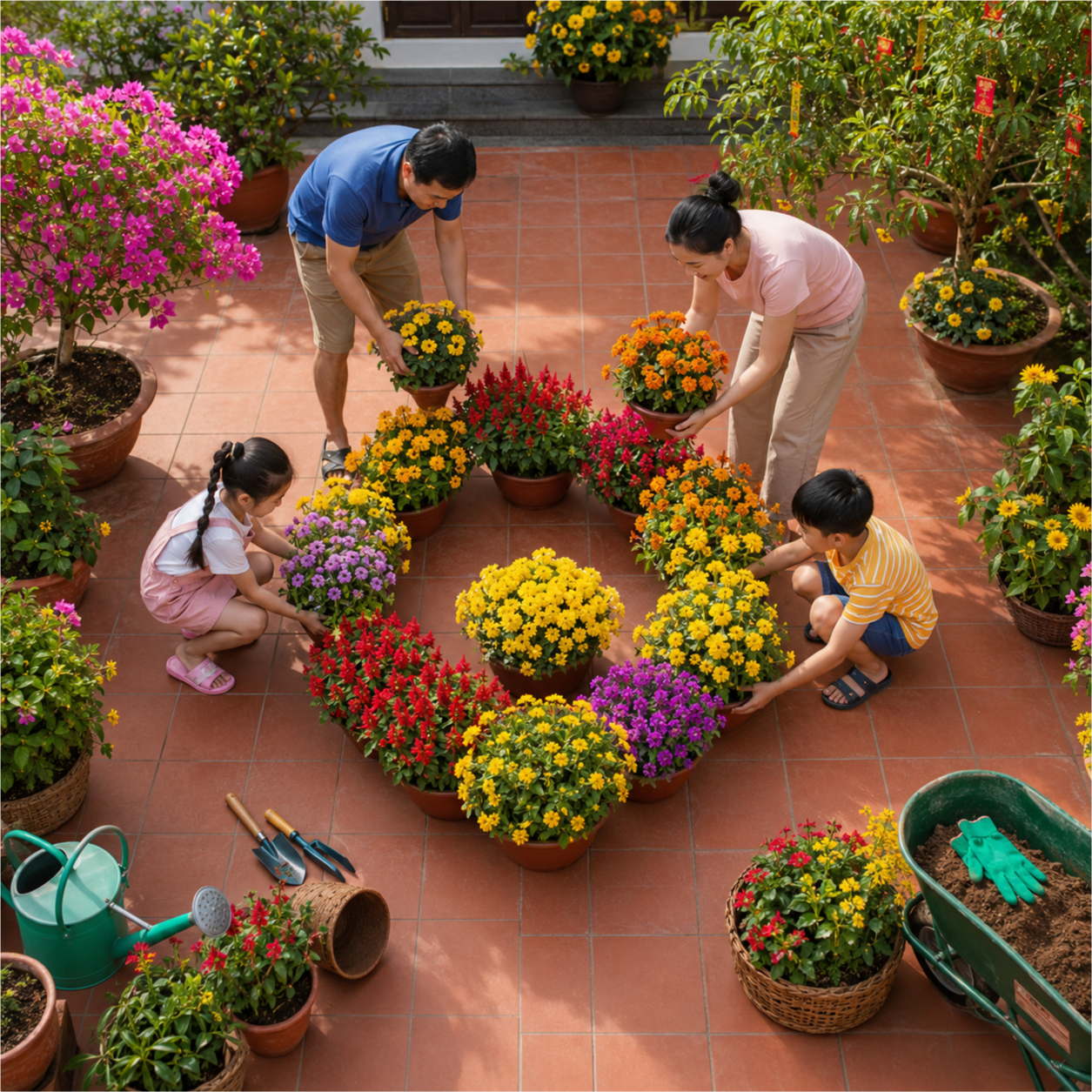 Gia đình, chăm sóc vườn hoa 15