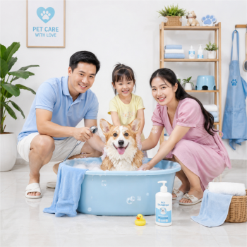 Gia đình, tắm cho thú cưng 1