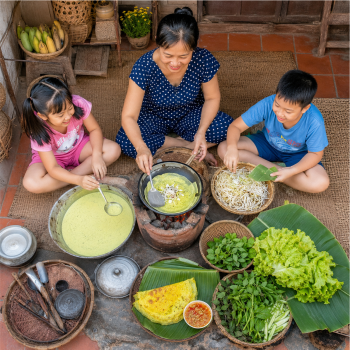 Gia đình, làm bánh xèo 3
