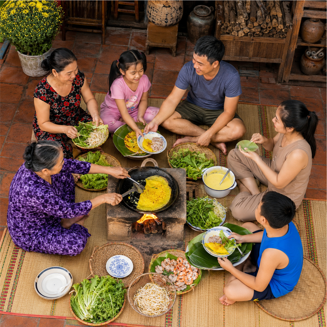 Gia đình, làm bánh xèo 4