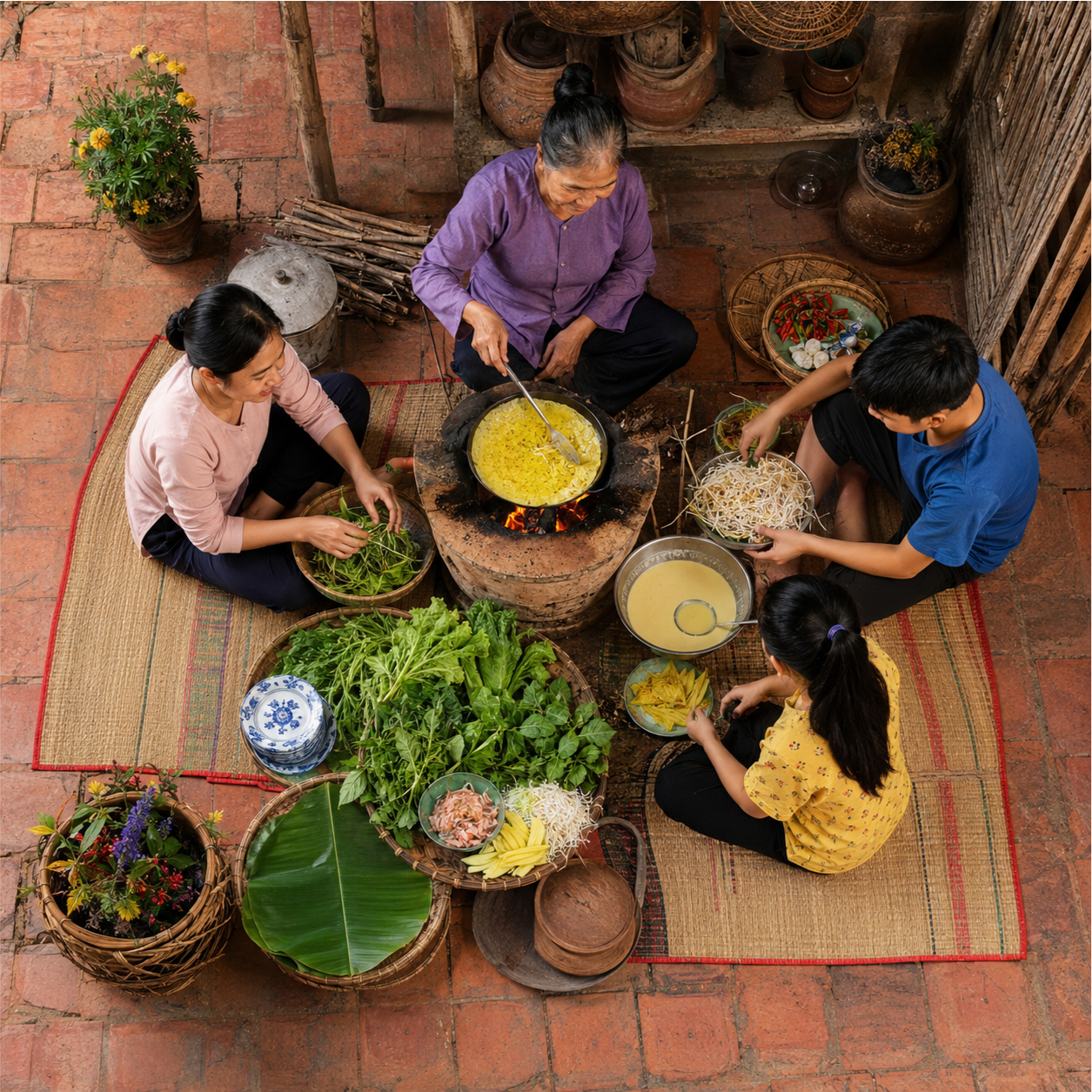 Gia đình, làm bánh xèo 5