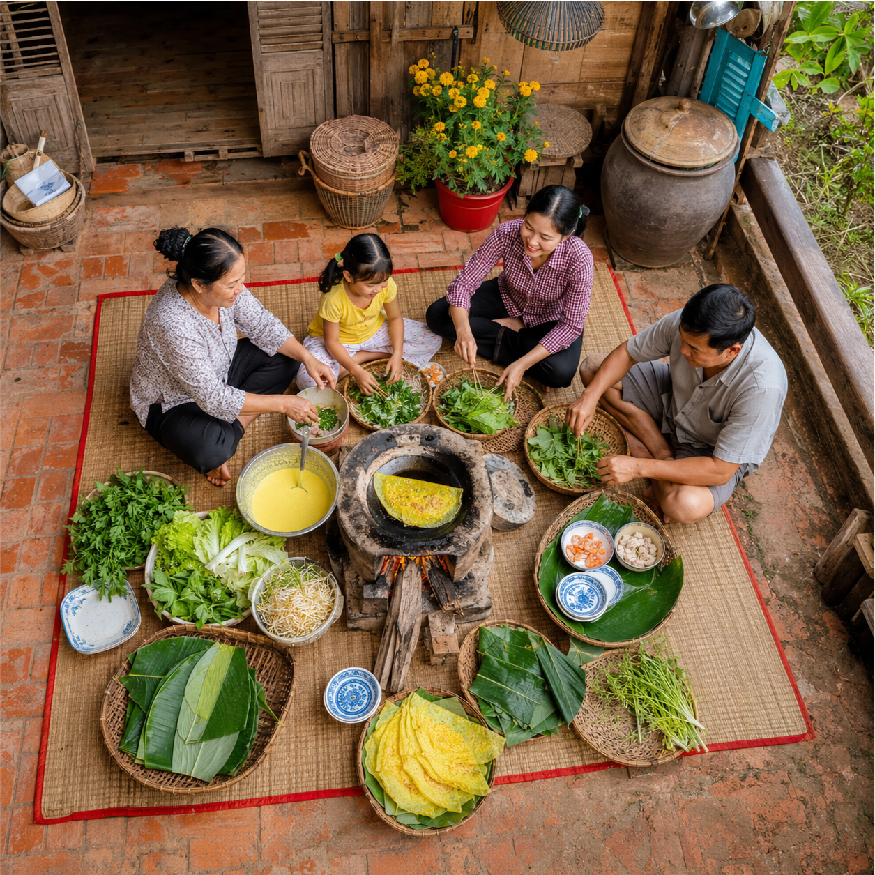 Gia đình, làm bánh xèo 7