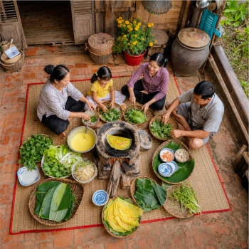 Gia đình, làm bánh xèo 7