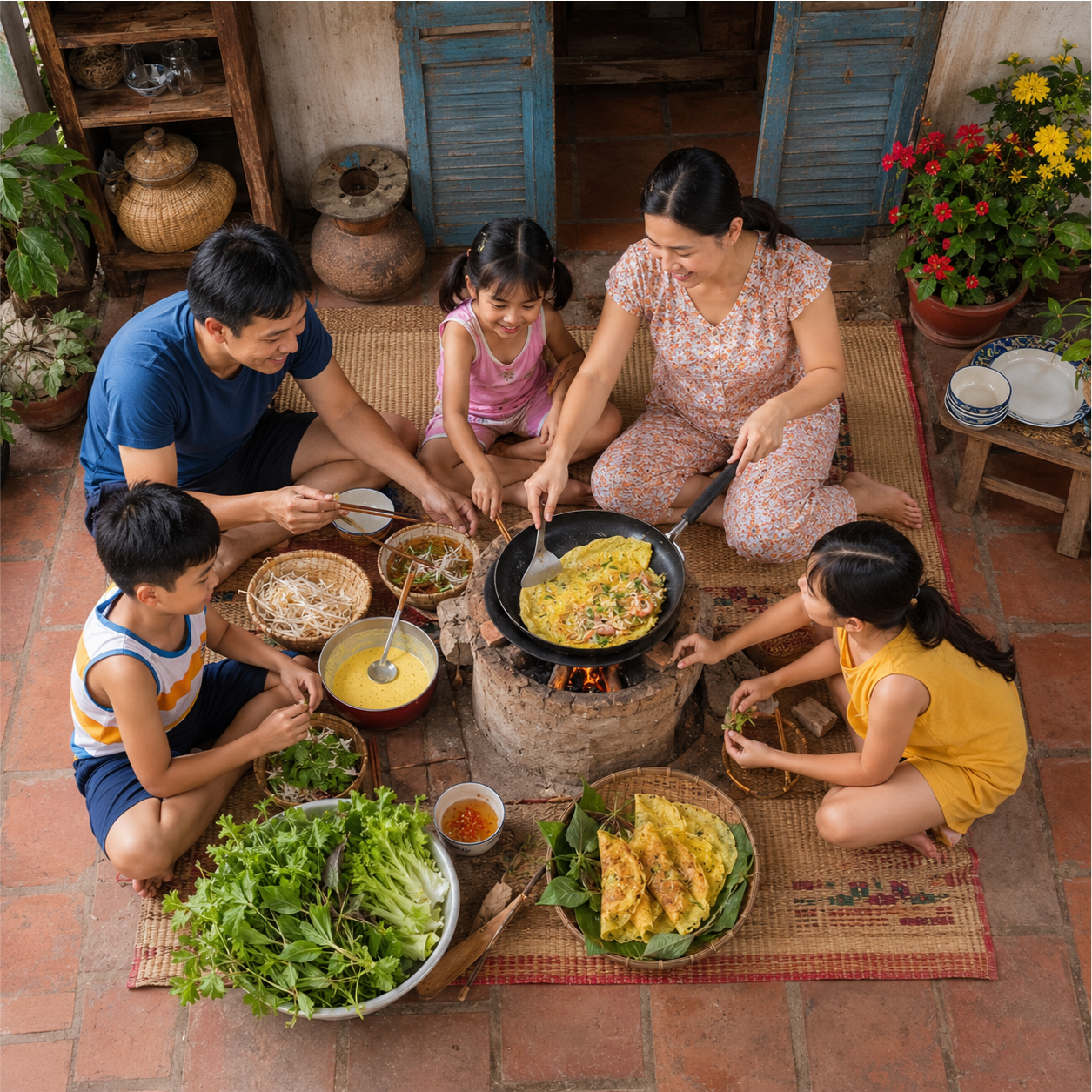Gia đình, làm bánh xèo 8