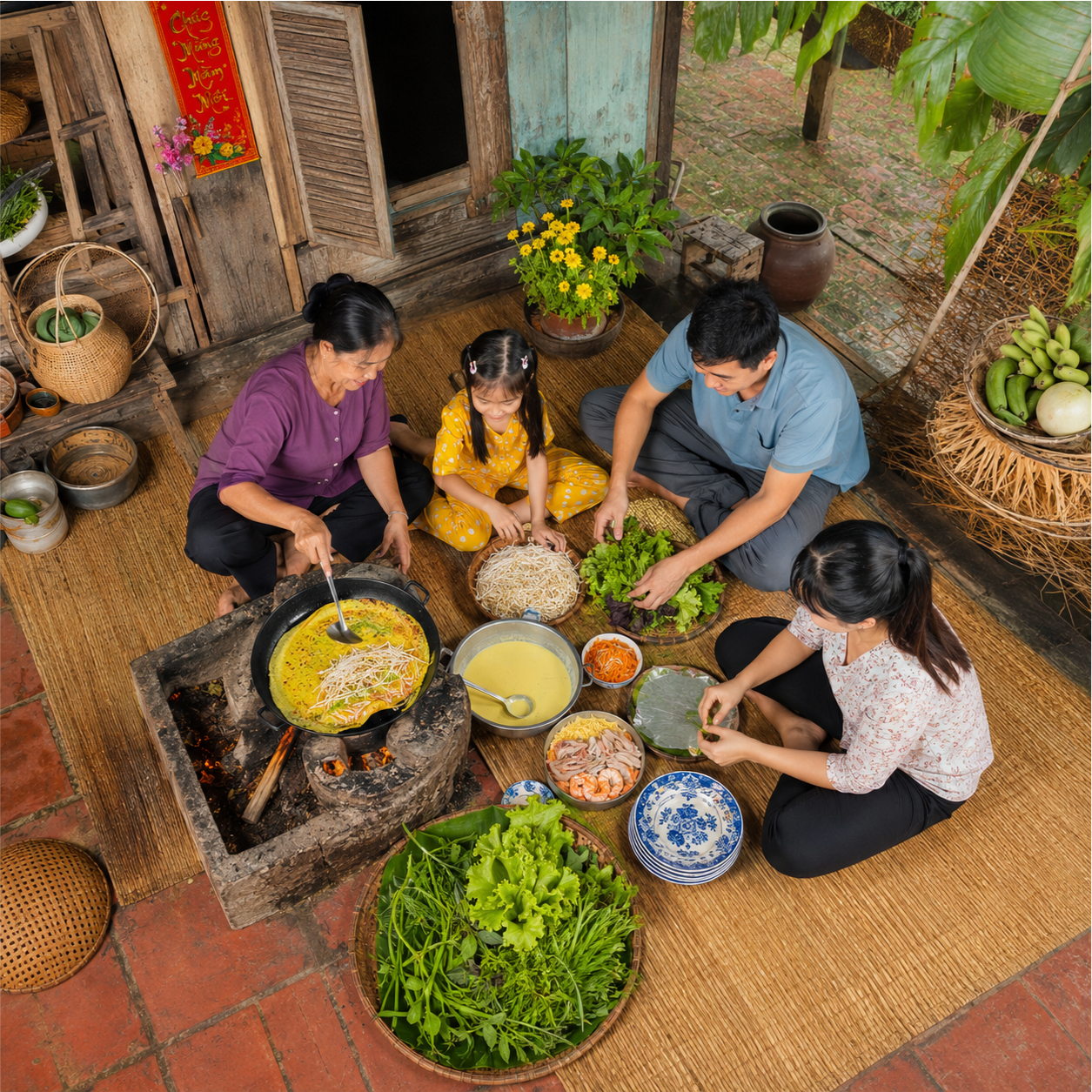 Gia đình, làm bánh xèo