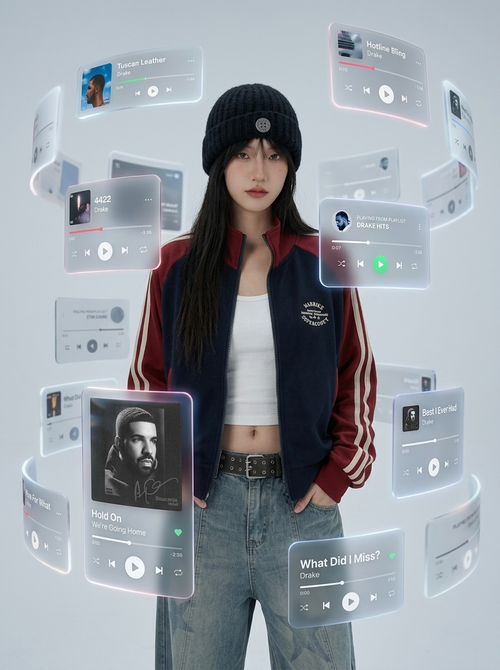 A cinematic, dreamlike AR visual featuring a central 151 photorealistic person...