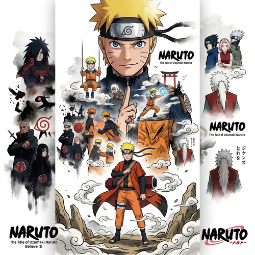 Tạo một áp phích tuyên truyền xoay quanh nhân vật “naruto” với bố cục hình ảnh chính...
