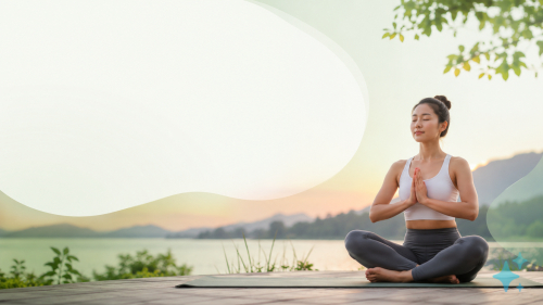 tạo cho tôi 1 banner với chủ đề 5 Lợi Ích Tuyệt Vời Của Yoga Với Sức Khỏe Tinh Thần....