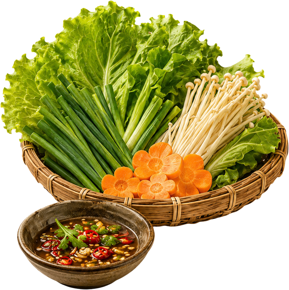 Xà lách, nước chấm