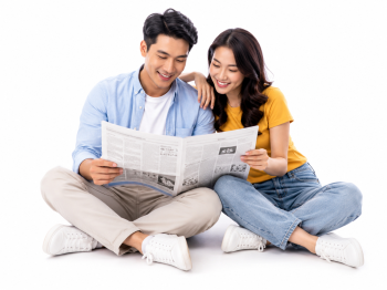 Chàng trai, cô gái, đọc báo 21