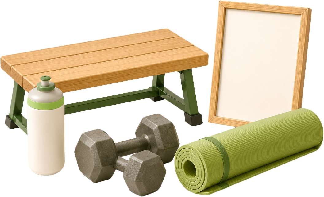 Tạ, thảm yoga, đạo cụ