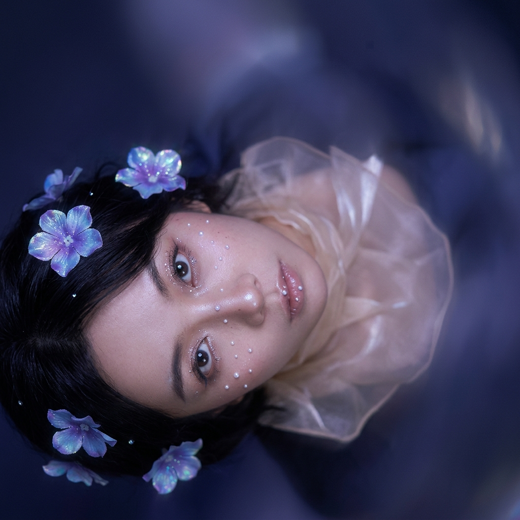 Dark tone atmosphere fashion portrait close-up poster, captured with a unique...