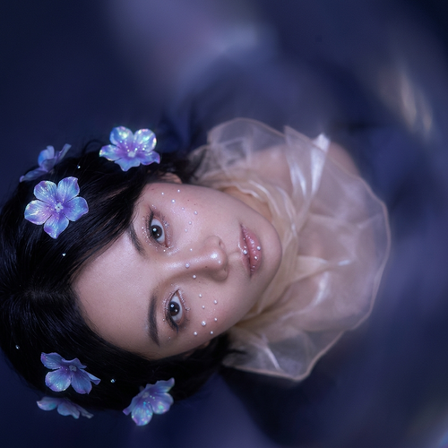 Dark tone atmosphere fashion portrait close-up poster, captured with a unique...