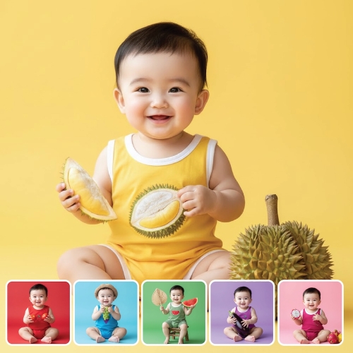 Bé cùng quả ngọt