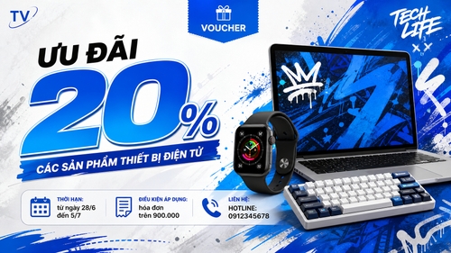 có ảnh minh họa 3 sản phẩm: laptop, đồng hồ thông minh, bàn phím cơ