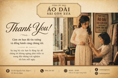 Không cần logo, thêm ảnh cho tiệm cắt may áo dài sài gòn xưa
