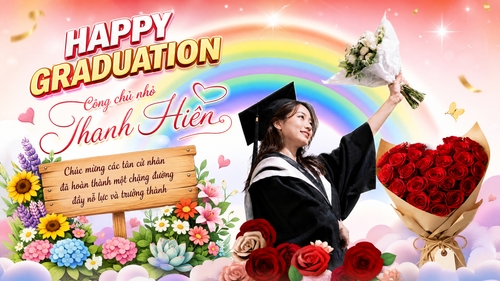 Từ hình https://media.penci.vn/bfc/image/transform/width=800,height=800/libs/images/2026/07/penci_bich_tram_w69.jpg kết hợp với https://media.penci.vn/bfc/image/transform/width=800,height=800/graphics/2025/08/penci-cea326acbfd2925e121fdd6da14c956a-2025151137.png, https://media.penci.vn/bfc/image/transform/width=800,height=800/libs/images/2026/01/penci_pexels_hoa_3.png, https://media.penci.vn/bfc/image/transform/width=800,height=800/libs/images/2026/04/penci_pexels_43930.jpg, https://media.penci.vn/bfc/image/transform/width=800,height=800/graphics/2026/04/penci-a9fa5db9ffa0a52e96c17edf7dc3e631-2026102410.png cho ra thiết kế với nội dung: Hình 1 để ở giữa, hình 4 làm background, mấy hình còn lại tách nền ghép lộn xộn, font chữ nghiêng, chữ Công chủ nhỏ Thanh Hiền font viết tay bay bổng