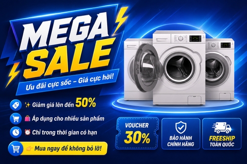 Từ hình https://media.penci.vn/bfc/image/transform/width=800,height=800/libs/images/2025/11/penci_hien_duong_may_giat.png kết hợp cho ra thiết kế với nội dung: tone xanh navy trắng hiện đại, chữ nghiêng font cứng