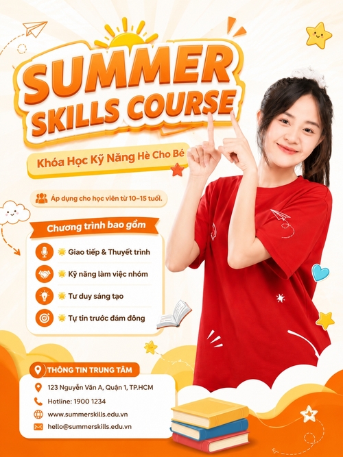 Từ hình kết hợp cho ra thiết kế với nội dung: https://media.penci.vn/bfc/image/transform/width=800,height=800/libs/images/2026/07/penci_bich_tram_w56.jpg tone cam vàng trắng hiện đại, thêm element dễ thương xung quanh, chữ màu cam nghiêng