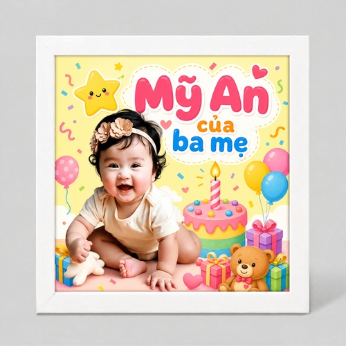 Từ hình https://media.penci.vn/bfc/image/transform/width=800,height=800/libs/images/2024/12/penci_pixabay_5702a69cb1045e87d068a6a87f254e66a3650c1e5708b3610d5873e6d43f1267.png kết hợp các họa tiết birthday 2D cute, cùng tiêu đề: Mỹ An của ba mẹ