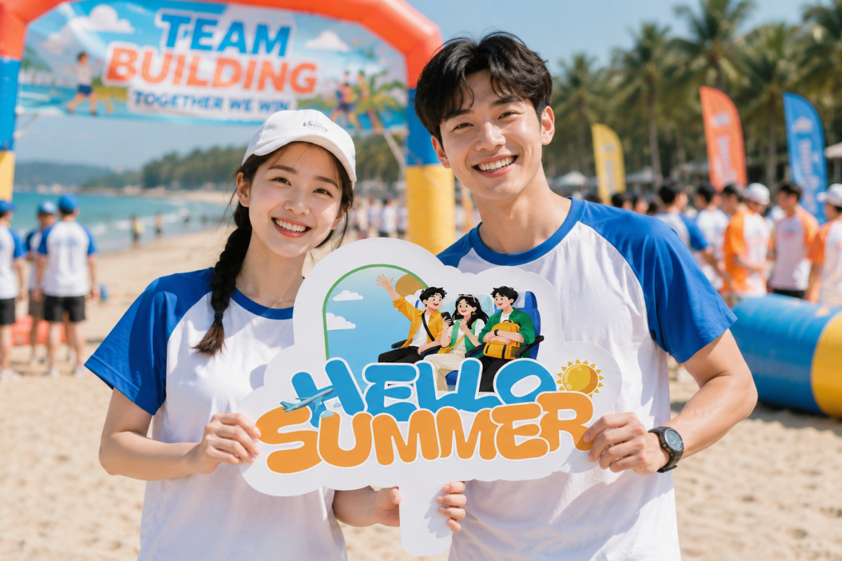 Top 10 mẫu hashtag cầm tay mùa hè, team building ấn tượng, đẹp dùng để chụp ảnh