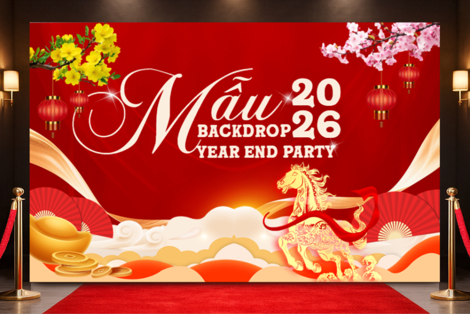 99+ Mẫu Backdrop Year End Party 2026, Background Tiệc tất niên công ty cuối năm đẹp, sang trọng, ấn tượng